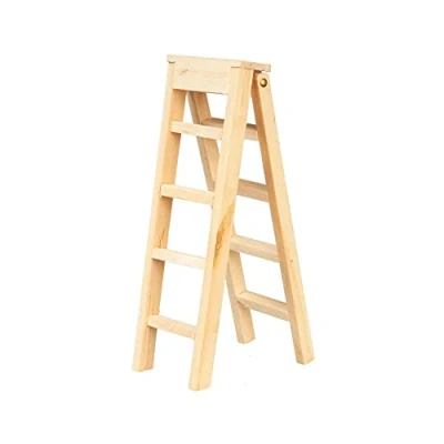 Image of Melody Jane Dolls House Large Set of Step Ladders Miniature Wooden Garden Accessory 1:12