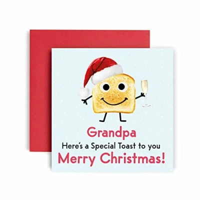 Image of Huxters A Special Toast Grandpa Merry Christmas Card for him Funny Blank Interior Xmas with Recyclable Envelope Paper (Grandpa)