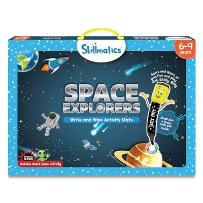 Image of Skillmatics Educational Game Space Explorers, Reusable Activity Mats with 2 Dry Erase Markers, Gifts for Ages 6 to 9