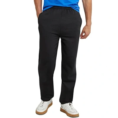 Image of Hanes Men&#039;s EcoSmart Bottom Sweatpants, Midweight Fleece Open Hem Sweats, Black, 3X Large