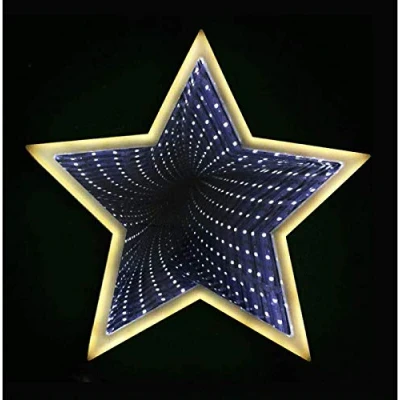 Image of 3D Mirror Night Light, Infinity Tunnel Light,LED Lamp,LED Light Christmas, for Christmas Party Decoration Home Decor (Star)