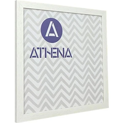 Image of Athena white Woodgrain Thin Premium Wood Picture Frame 30 x 30cm cm Square Photo 30x30 with Clear Styrene Sheet &amp; Wall Mounted Hook