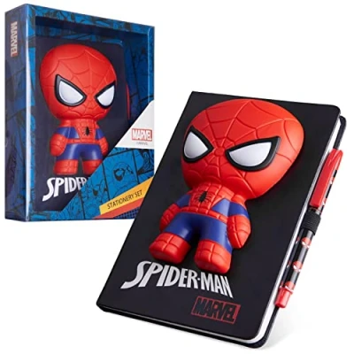 Image of Marvel Spiderman A5 Notebook and Pen Set, 3D Diary Stationery Set Kids Journal for Boys Diaries Toys
