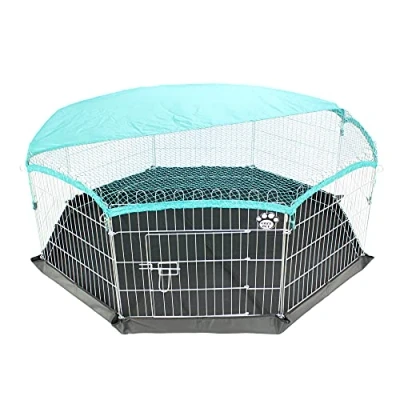 Image of Cozy Pet Rabbit Run Playpen 8 Panels 55 x inch&#039;s with Heavy Duty Floor and Protective Cover Guinea Pig Pen, Dog Puppy Cage Ferret Play Pen. (We do not ship to Channel Islands or IOW.)