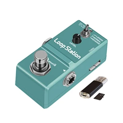 Image of Amuzik Looper Guitar Pedal for Electric Loop Station Unlimited Overdubs 10 Minutes of Looping, 1/2 time, and Reverse, built in SD Card memory with 3 Modes Mini Size