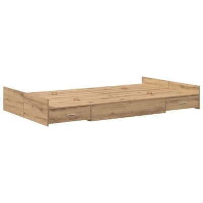 Image of vidaXL Storage Bed Frame with Drawer Headboard Artisan oak 120 x 190 cm