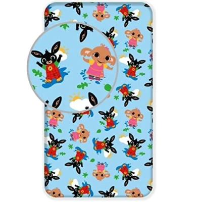 Image of Bing Fitted Sheet 200x90cm 100% Cotton Blue, Official Licensed Product for Children