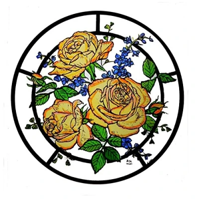 Image of HENSITA Static Window Cling in a Golden Roses Design