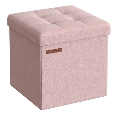 Image of SONGMICS Storage Ottoman, Bench, Footrest, Bed End Stool, for Living Room, Bedroom, 30 x cm, Jelly Pink LSF028R51