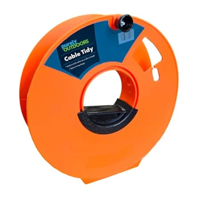 Image of Purely Outdoors 25m Cable Tidy Reel with Handle Heavy Duty, Management, 230V Caravan Mains Organiser, Neon Colour, Premium Construction, Storage