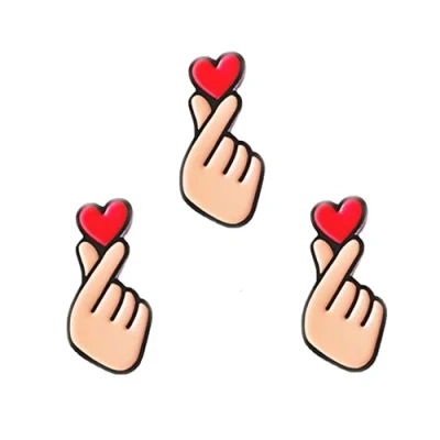 Image of Finger Heart Enamel Pin, Alloy Steel, no gemstone