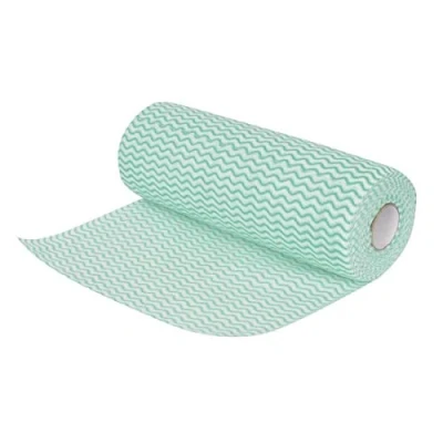 Image of JANTEX Non Woven Cloths Roll in Green Fast Drying and Minimises Linting H 25 x W 33 cm Pack of 100