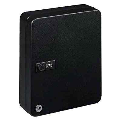 Image of Yale Cabinet for 46 Keys, Combination Lock, Wall Mounted, 30 x 24 8 cm, Black, Metal