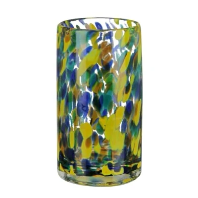 Image of GILDE Decorative Vase Flower Glass Gift for Women Birthday Decoration Spring Easter Colour: Transparent Yellow Green Blue Height 14.5 cm