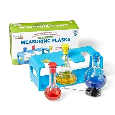 Image of Learning Resources Starter Science Measuring Flask Set, Ages 3+, Plastic Beakers for Kids, Lab Equipment, Toys Kids Chemistry School Supplies