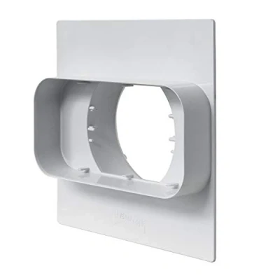 Image of La Ventilazione PM157100B Wall Plate Rectangular Round Tube 150 x 70 mm 100 mm. White