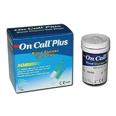 Image of Gima Glucose Strips to Measure the Concentration in Whole Blood, which work with On Call Plus II e Blood Meters box of 50 strips.