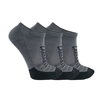 Image of Carhartt Men&#039;s Force Midweight Logo Low Cut Sock 3 Pack, Carbon Heather, X Large (Pack of 3)