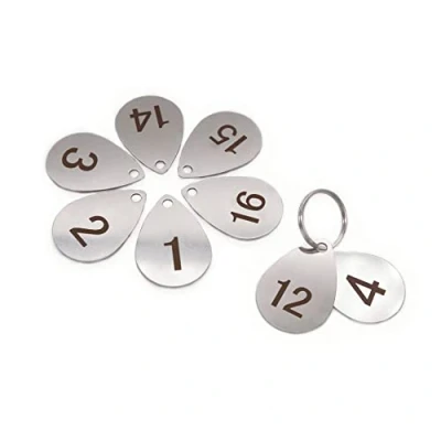 Image of NanTun 304 Stainless Steel Drop Shape Key Tags with Ring 20 pcs, Laser Number ID Keychain, Numbered Rings 1 to