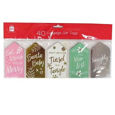 Image of Giftmaker Christmas Large Luggage Style Gift Tags Contemporary Foiled, 40 Pack