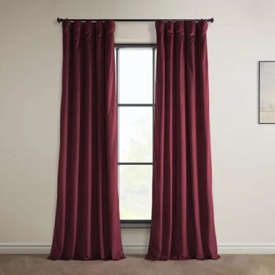 Image of HPD Half Price Drapes Heritage Plush Velvet 96 Inches Long Darkening Curtains for Bedroom &amp; Living Room 50W x 96L, (1 Panel), Dark Merlot, Polyester Blend, 50&quot; W 96&quot; L (Pack of 1)