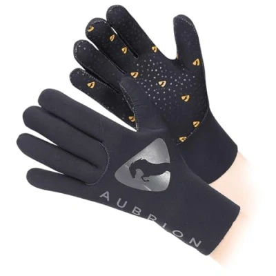 Image of Shires Aubrion Neoprene Yard Gloves in Black Small,