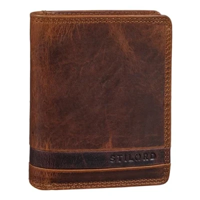 Image of STILORD &#039;Sander&#039; Mini Leather Wallet for Men Vintage Purse Small Classic Travel Credit Card Holder with RFID Blocker in Gift Box, Colour:Kara Cognac