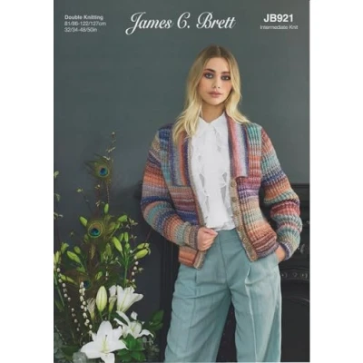 Image of James Brett Ladies Cardigan Double Knitting Intermediate Pattern Womens (JB921)