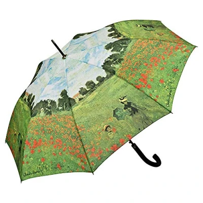 Image of VON LILIENFELD® Umbrella Automatic Women Men Motif Art Floral Claude Monet Field of Poppies