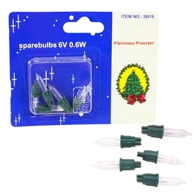 Image of Christmas Concepts® Pack of 4 Clear Push in Spare Bulbs &amp; 1 Fuse Bulb 6V 0.1a/6V 0.9a Replacement