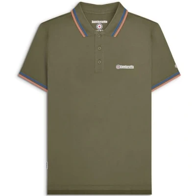 Image of Lambretta Mens Twin Tipped Polo Shirt Khaki/Blue S