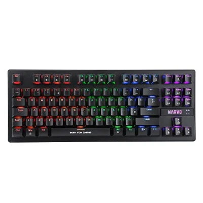 Image of Marvo Scorpion KG901 RGB LED Compact Gaming Keyboard with Mechanical Blue Switches