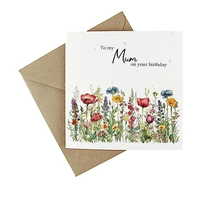 Image of Seeded Birthday Card for Mum Floral Meadow Eco Friendly Wildflower Plantable Mother