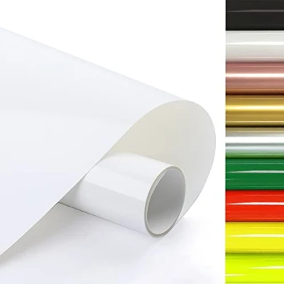 Image of FOSER Heat Transfer Vinyl, 12&quot; x 9.8ft Vinyl Roll, Textile Iron On Foil for DIY T shirts, Fabric (White)