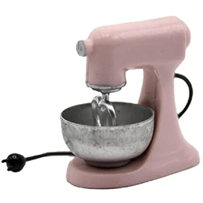 Image of Dolls House Pink Food Mixer Modern Miniature Kitchen Accessory 1:12 Scale