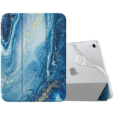 Image of MoKo Case Fit New iPad 10th Generation 10.9&quot; 2022, Soft TPU Translucent Frosted Back Cover, Slim Light Shell Stand with Auto Wake/Sleep, Gilding Texture