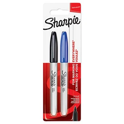 Image of Sharpie Permanent Markers Fine Point Black &amp; Blue 2 Count