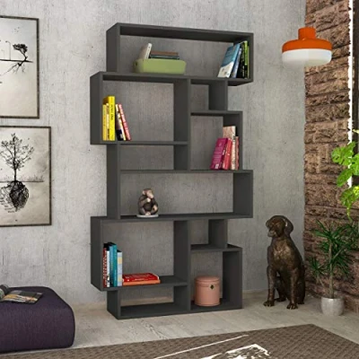 Image of Decortie Karmato Modern Bookcase Display Unit Tall 168.5cm Anthracite Grey