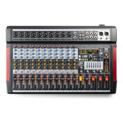 Image of Power Dynamics PDM T1204 12 Channel Stage Mixer Desk with USB Audio Interface, Bluetooth and Built in DSP Effects