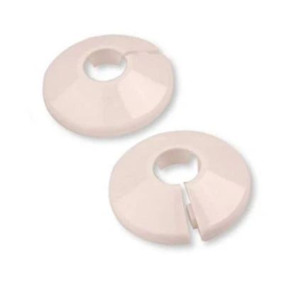 Image of 2 Pieces PVC White Radiator Pipe Cover Collar Rose 16mm x