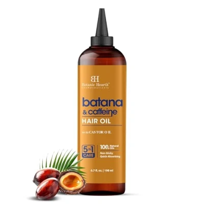 Image of Botanic Hearth Batana &amp; Caffeine Hair Oil 6.7 fl oz Revitalizing and Strengthening Treatment For Fuller, Healthier Looking Paraben Free All Types