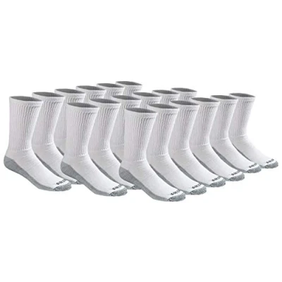 Image of Dickies Men&#039;s Multi Pack Dri Tech Moisture Control Crew Socks White 6 12 Shoe Size:, (18 pairs), Size: