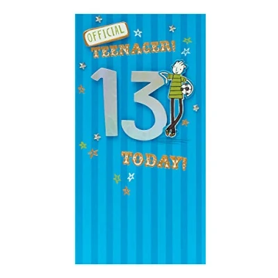 Image of UK Greetings 13th Birthday Card for Him/Friend 3D Effect Design