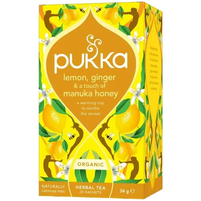 Image of Pukka Tea Lemon Ginger &amp; A Touch of Manuka Honey Teabags In Envelopes (Pack 20) 5063270111079