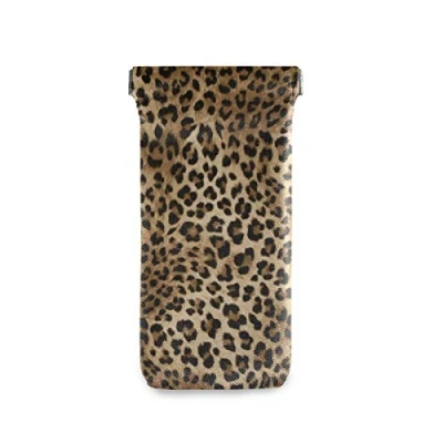 Image of linomo Leopard Print Sunglasses Bag Microfiber Leather Pouch, Storage for Glasses and Cell Phones