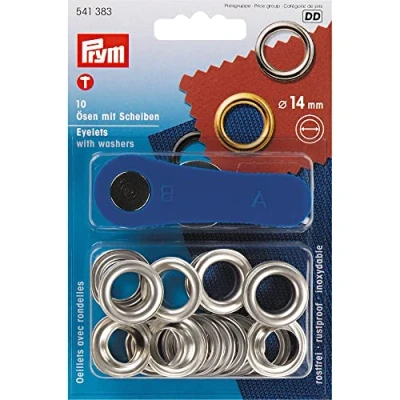 Image of Prym Silver Eyelets With Washers + Tools 14Mm Diameter