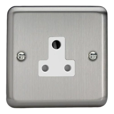 Image of Varilight 1 Gang 5A Round Pin Socket Matt Chrome