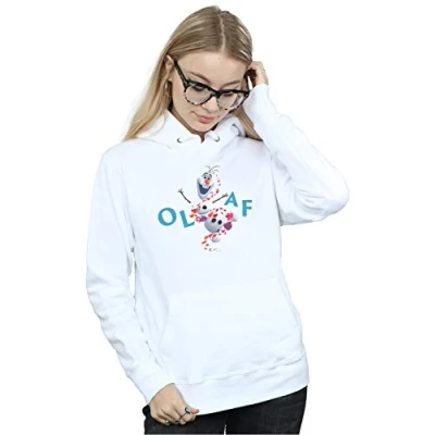 Image of Disney Women&#039;s Frozen 2 Olaf Leaf Jump Hoodie White Large