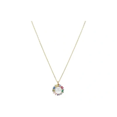 Image of Kate Spade New York Gold Rainbow Pearl Halo Necklace 49cm