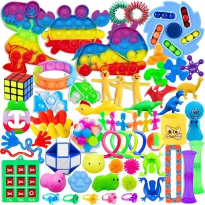 Image of Edmirfun 60PCS Sensory Fidget Toys Pack, Stress Relief and Anti Anxiety for Kids Cool Packs, Party Bag Fillers, Class Rewards Game Prizes, Christmas Birthday Gift 4 5 6 7